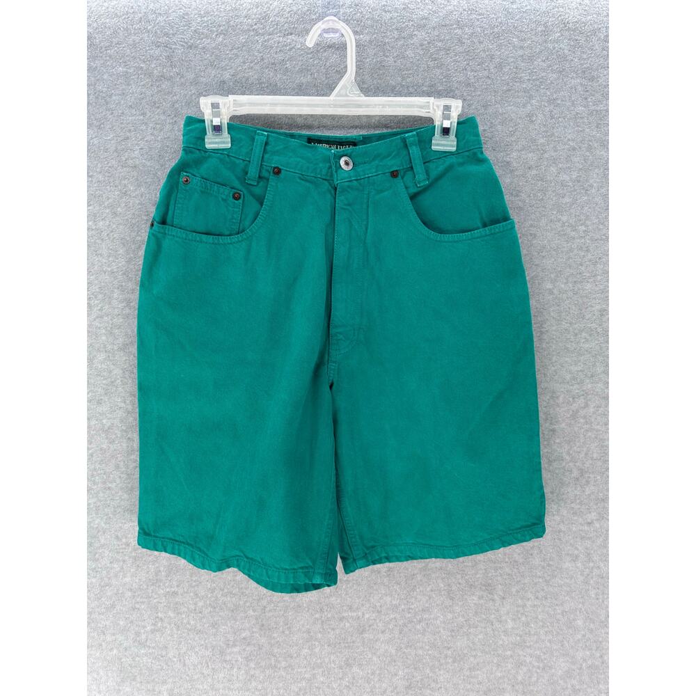 Vintage American Eagle Women's sz 8 High Rise Green Jean Shorts 90s Classic